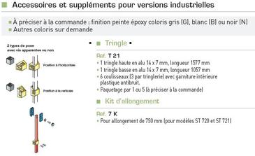 TRINGLE POUR CRÉMONE POMPIER A LEVIER - ST 721 - GRIS